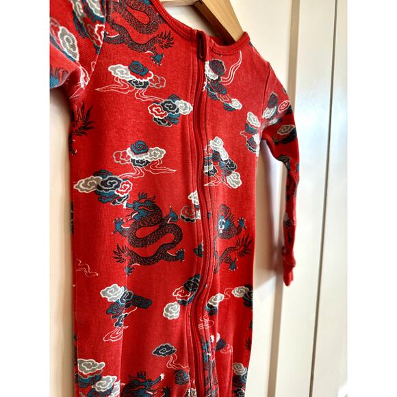 Tea Collection Dragon Footie Zip Pajamas - 18-24 Mo - Picture 2 of 4
